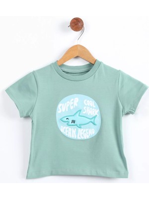 Julude Mint Bisiklet Yaka Ön Baskılı Erkek Çocuk Tişört P-00009665