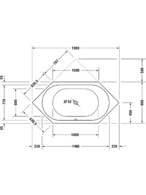 Duravit Küvet D-Code Altıgen Gömme Ankastre 190X90 ( Panel ve Sifon Hariç )