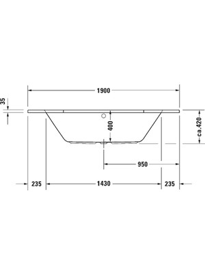 Duravit Küvet D-Code Altıgen Gömme Ankastre 190X90 ( Panel ve Sifon Hariç )