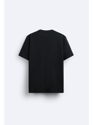 Loss Buttom Ağır Kumaş Kenar Nakışlı Sun Oversize T-Shirt