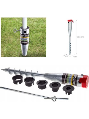 Binbir Reyon Çelik Şemsiye Kazığı Burgulu Kazık Şemsiye Ayağı 56CM Kazık 26-68MM Çap Uyumlu AA353