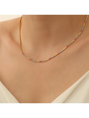 Nox Jewelry 925 Ayar Gümüş Rainbow Su Yolu Italyan Kolye