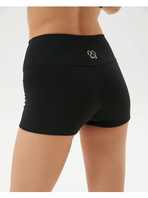 Ayma Active Kadın Siyah Mini Boxer Şort - EcoVero Viskoz, Yüksek Bel, Çift Kat Kumaş, Önü Dikişsiz, Rahat Viskoz Şort