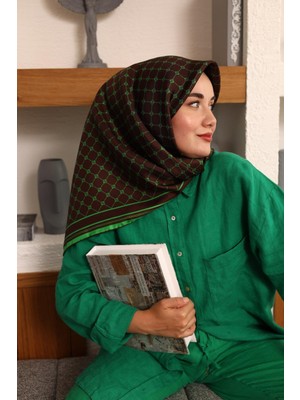 Silk Home Twill Ipek Eşarp - 11393-49 Acı Kahve Yeşil
