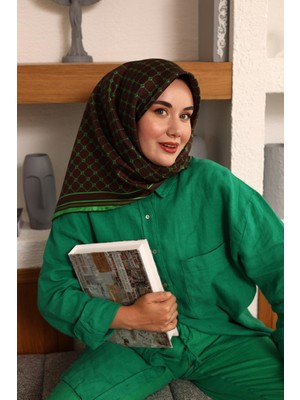 Silk Home Twill Ipek Eşarp - 11393-49 Acı Kahve Yeşil