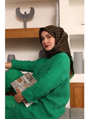 Silk Home Twill Ipek Eşarp - 11393-49 Acı Kahve Yeşil
