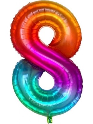 Kidspartim 8 Rakam Gökkuşağı Folyo Balon 80 cm