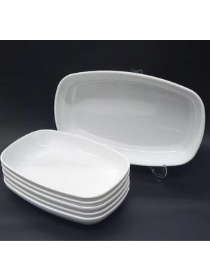 abnturk 2 Adet Jumbo Boy 33X20 Melamin Kayık Tabak Büyükboy Salata Tabağı Günlük Kullanım Için Oval Tabak