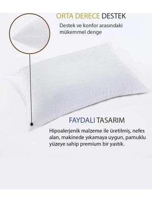 Özsay Home 4lü Yastık 50X70 cm 800GR Silikon Dolgulu %100 Pamuk Yüzeyli