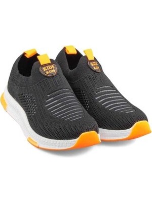 Çocuk Kalbi Kids Aqua Yumuşak Esnek Hafif Nefes Alabilen Unisex File Çocuk Sneaker Spor Ayakkabı Siyah Turuncu