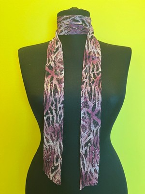 Gönülden Tasarım Leopar Simli Kadın Fular Boyun Bağı Saç Bandı Bandana 140X5 cm