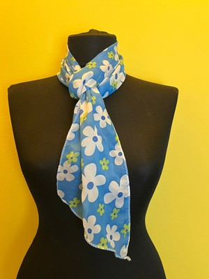 Gönülden Tasarım Çiçekli Kadın Fular Boyun Bağı Saç Bandı 140X20 cm