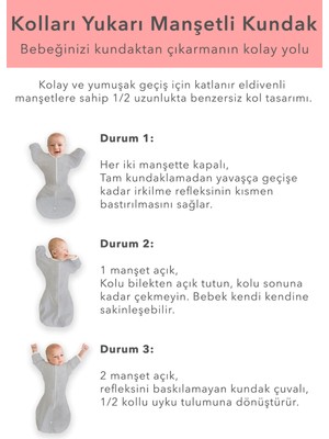 Le Touche Bebek Kundak - Eldiven Manşetli Uyku Tulumu & Kolları Yukarı Kundak (0-3 Ay, 3-6 Ay, 6-9 Ay)