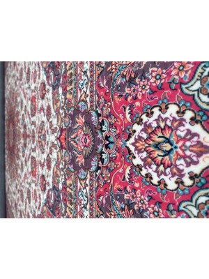 Carpettex Ipeksi Yumuşak Bambu Halı Su ve Leke Tutmaz Klasik Desenli Pembe Halı