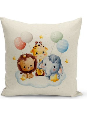 Bertille Home Çocuk Bebek Serisi Çift Tarafı Dijital Baskılı Kırlent Kılıfı (Kids Children Cushion Cover)