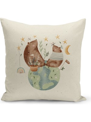 Bertille Home Çocuk Bebek Serisi Çift Tarafı Dijital Baskılı Kırlent Kılıfı (Kids Children Cushion Cover)
