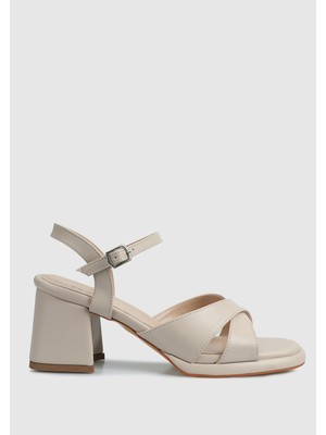 ProvoQ Bej Kadın Topuklu Sandalet