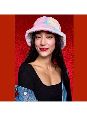 Çılgıntrend Gökkuşağı Renk Peluş Balıkçı Şapkası