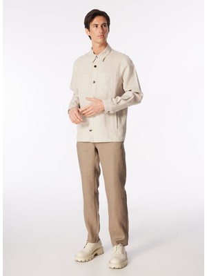 Fabrika Comfort Lastikli Bel Normal Paça Açık Kahve Erkek Chino Pantolon FC4SM-PNT 0768