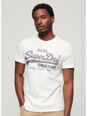 Superdry Bisiklet Yaka Baskılı Ekru Erkek T-Shirt M1011472A39E_VINTAGE Vl Tee