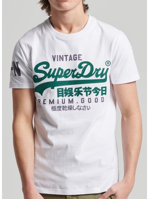 Superdry Bisiklet Yaka Baskılı Beyaz Erkek T-Shirt M1011356A01C_VL Tee