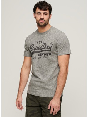 Superdry Bisiklet Yaka Baskılı Gri Erkek T-Shirt M1011472AZUC_VINTAGE Vl Tee