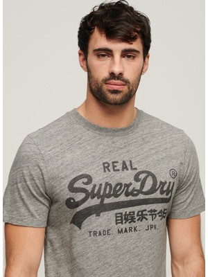 Superdry Bisiklet Yaka Baskılı Gri Erkek T-Shirt M1011472AZUC_VINTAGE Vl Tee