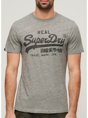 Superdry Bisiklet Yaka Baskılı Gri Erkek T-Shirt M1011472AZUC_VINTAGE Vl Tee