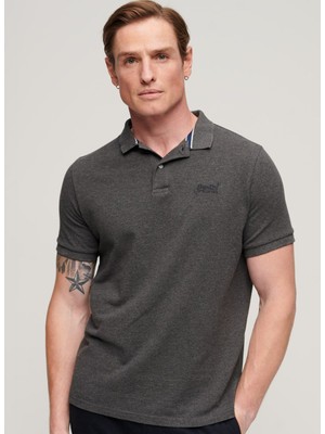 Superdry Düz Koyu Gri Erkek Polo T-Shirt M1110343A5XZ_CLASSIC Pıque Polo