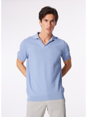 Brooks Brothers Polo Yaka Standart Mavi Erkek Kazak BBSS24MKL012