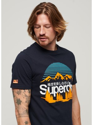 Superdry Bisiklet Yaka Baskılı Lacivert Erkek T-Shirt M1011911A98T_GREAT Outdoors Nr Grap