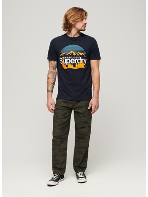 Superdry Bisiklet Yaka Baskılı Lacivert Erkek T-Shirt M1011911A98T_GREAT Outdoors Nr Grap