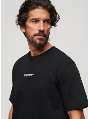 Superdry Bisiklet Yaka Baskılı Siyah Erkek T-Shirt M6010803A02A_MICRO Logo Graphıc Loo