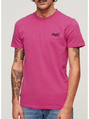 Superdry Bisiklet Yaka Düz Pembe Erkek T-Shirt M1011245AVKB_ESSENTIAL Logo Emb Tee