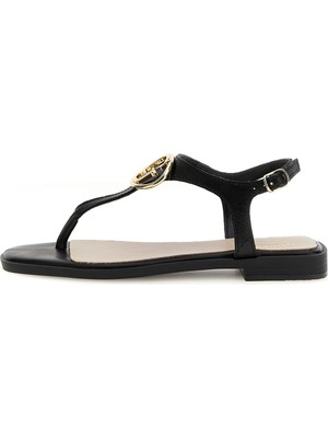 Guess Siyah Deri Kadın Sandalet FLJMIRLEA03BLACK