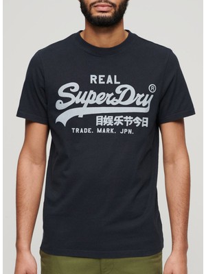 Superdry Bisiklet Yaka Baskılı Lacivert Erkek T-Shirt M1011472A98T_VINTAGE Vl Tee