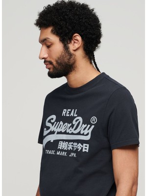 Superdry Bisiklet Yaka Baskılı Lacivert Erkek T-Shirt M1011472A98T_VINTAGE Vl Tee