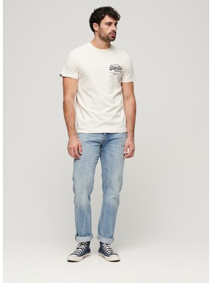 Superdry Bisiklet Yaka Baskılı Krem Erkek T-Shirt M1011897A22C_TOKYO Vl Graphıc T Shı