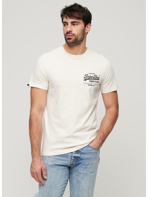 Superdry Bisiklet Yaka Baskılı Krem Erkek T-Shirt M1011897A22C_TOKYO Vl Graphıc T Shı