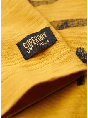 Superdry Bisiklet Yaka Baskılı Sarı Erkek T-Shirt M1011905A2AO_COPPER Label Scrıpt Te