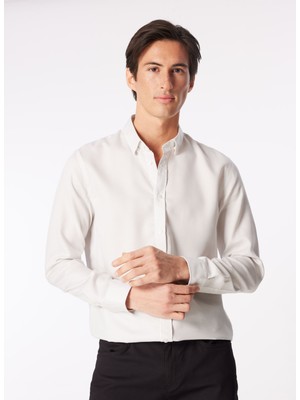 Fabrika Açık Gri Erkek Alttan Britli Basic Gömlek F4SM-GML 0903