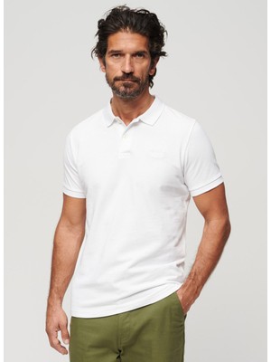 Superdry Düz Beyaz Erkek Polo T-Shirt M1110343A01C_CLASSIC Pıque Polo