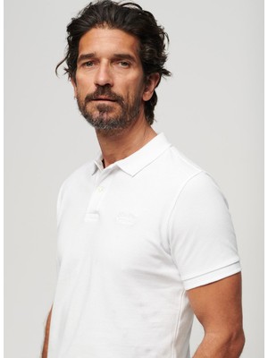 Superdry Düz Beyaz Erkek Polo T-Shirt M1110343A01C_CLASSIC Pıque Polo