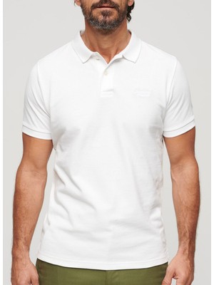 Superdry Düz Beyaz Erkek Polo T-Shirt M1110343A01C_CLASSIC Pıque Polo