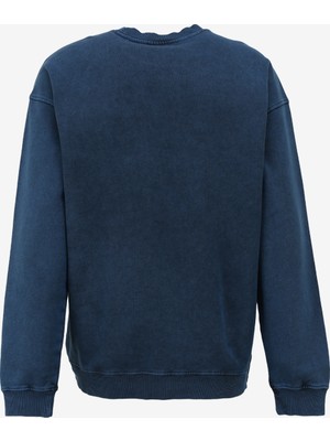 Lee Bisiklet Yaka Indigo Erkek Sweatshırt L241469TF Loose Fit Sweatshirt