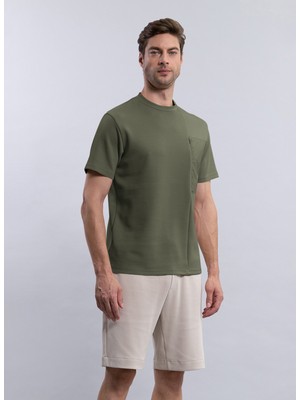 Duno Bisiklet Yaka Düz Haki Erkek T-Shirt Beta Lıss/mırto