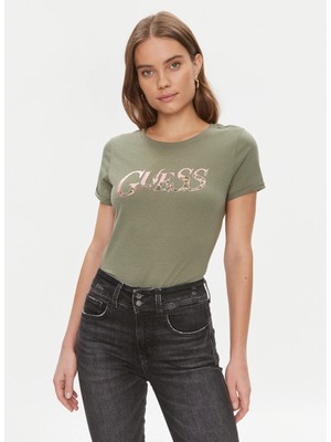 Guess Bisiklet Yaka Yeşil Kadın T-Shirt W4RI24JA914-G831