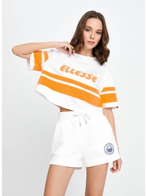 Ellesse Kırık Beyaz Bisiklet Yaka Kadın T-Shirt EF137-OF