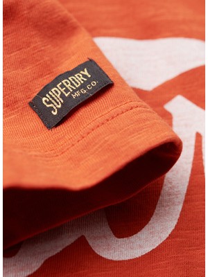 Superdry Bisiklet Yaka Baskılı Turuncu Erkek T-Shirt M1011905A1FH_COPPER Label Scrıpt Te