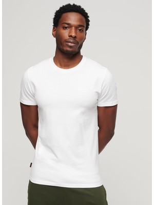Superdry Bisiklet Yaka Düz Beyaz Erkek T-Shirt M1011245M44C_ESSENTIAL Logo Emb Tee